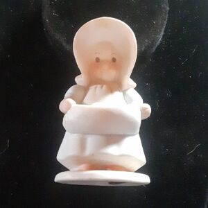 Vintage Ceramic Figurine in Cream and Blue